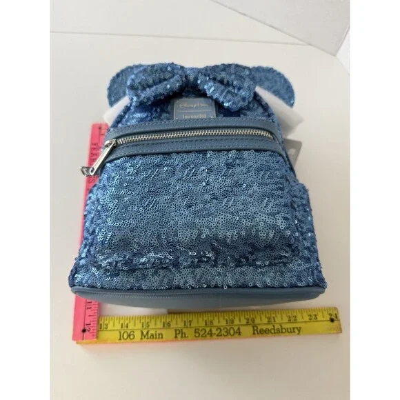Loungefly Disney Parks Minnie Mouse Sequin Mini Backpack - Hydrangea Blue - NWT - Picture 8 of 9